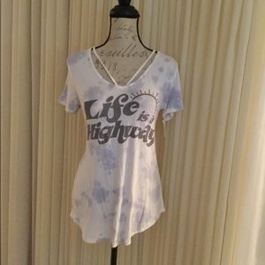 NEW White & light blue tie-dye top